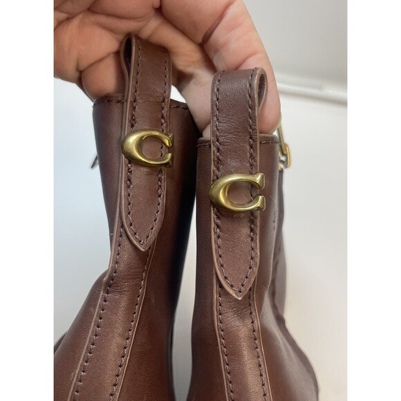 Coach Leather Brady Bootie In Walnut Brown Sz 8.5 New - Picture 9 of 11